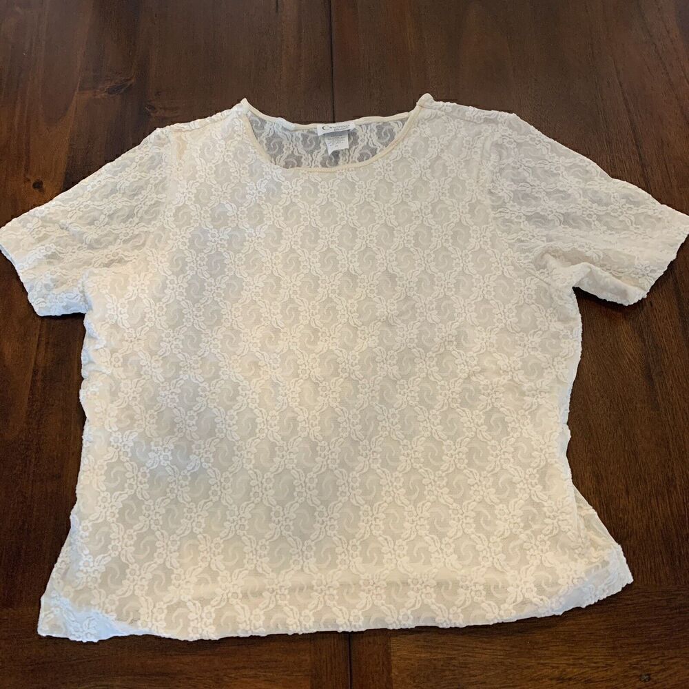 Vintage Cinema Etoile Women's Lined Lace Top Plus Size Size 1X Ivory 640259X